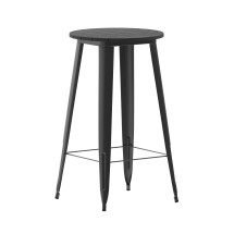 Flash Furniture JJ-T14623H-80-BKBK-GG Commercial Poly Resin Round Bar Table 23.75", Black/Black 