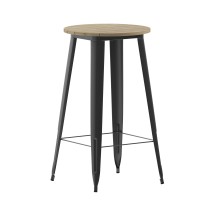 Flash Furniture JJ-T14623H-80-BRBK-GG Commercial Poly Resin Round Bar Table 23.75", Brown/Black 