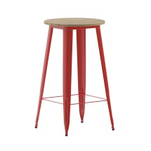 Flash Furniture JJ-T14623H-80-BRRD-GG Commercial Poly Resin Round Bar Table 23.75&quot;, Brown/Red
