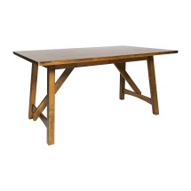 Flash Furniture KER-T-851-BRN-60-GG 60" Solid Wood Trestle Base, Farmhouse Style Dining Table, Light Cappuccino Finish
