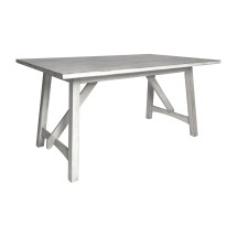Flash Furniture KER-T-851-WHT-60-GG 60&quot; Solid Wood Trestle Base, Farmhouse Style Dining Table, Antique White Finish