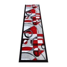 Flash Furniture KP-RG950-27-RD-GG Elias Collection 2' x 7' Red Geometric Abstract Area Rug, Olefin with Jute Backing 