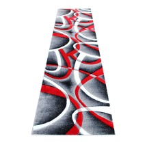 Flash Furniture KP-RG951-310-RD-GG Atlan Collection 3' x 10' Red Abstract Area Rug, Olefin with Jute Backing