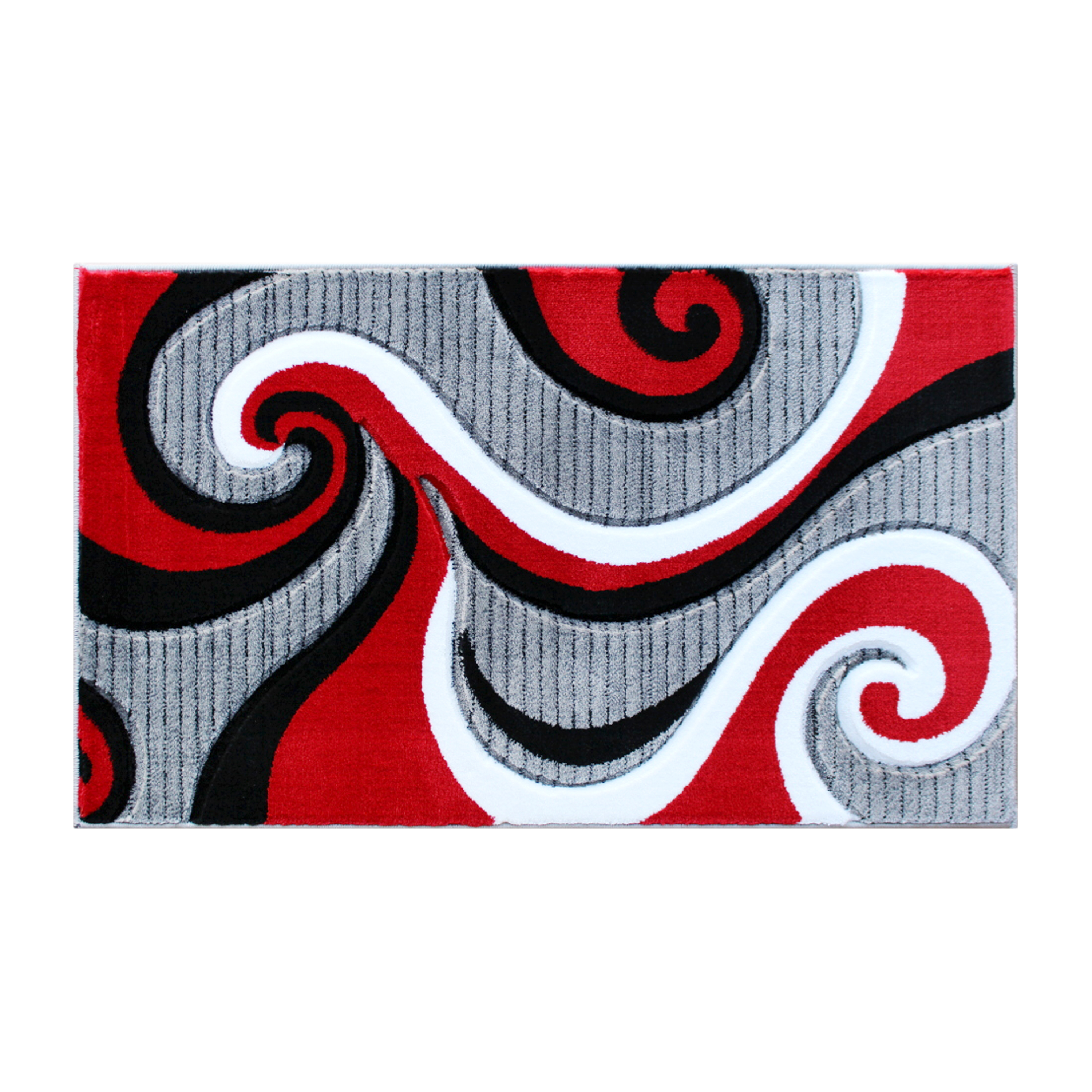 Flash Furniture KP-RG952-23-RD-GG Athos Collection 2' x 3' Red Abstract Area Rug, Olefin with Jute Backing 