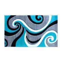 Flash Furniture KP-RG952-23-TQ-GG Athos Collection 2' x 3' Turquoise Abstract Area Rug, Olefin with Jute Backing 