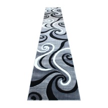 Flash Furniture KP-RG952-316-GY-GG Athos Collection 3' x 16' Gray Abstract Area Rug, Olefin with Jute Backing 