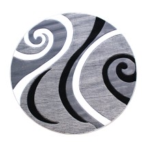 Flash Furniture KP-RG952-55-GY-GG Athos Collection 5' x 5' Gray Abstract Area Rug, Olefin with Jute Backing 
