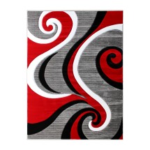 Flash Furniture KP-RG952-57-RD-GG Athos Collection 5' x 7' Red Abstract Area Rug, Olefin with Jute Backing 