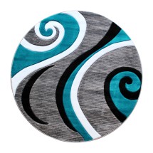 Flash Furniture KP-RG952-88-TQ-GG Athos Collection 8' x 8' Turquoise Abstract Area Rug, Olefin with Jute Backing 