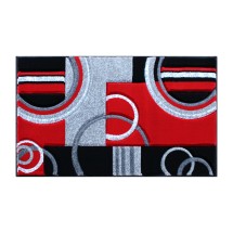 Flash Furniture KP-RG953-23-RD-GG Audra Collection 2' x 3' Red Geometric Abstract Area Rug, Olefin with Jute Backing
