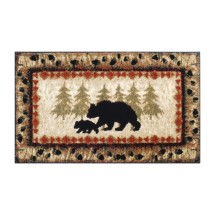 Flash Furniture KP-RGB3940-23-BN-GG Ursus Collection 2' x 3' Rustic Lodge Wandering Black Bear and Cub Area Rug with Jute Backing