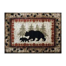 Flash Furniture KP-RGB3940-45-BN-GG Ursus Collection 4' x 5' Rustic Lodge Wandering Black Bear and Cub Area Rug with Jute Backing