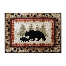 Flash Furniture KP-RGB3940-57-BN-GG Ursus Collection 5' x 7' Rustic Lodge Wandering Black Bear and Cub Area Rug with Jute Backing