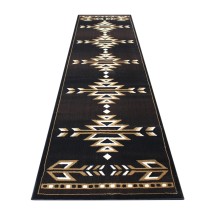 Flash Furniture KP-RGB9072-310-BN-GG Amado Collection Southwestern 3' x 10' Brown Olefin Accent Rug with Jute Backing
