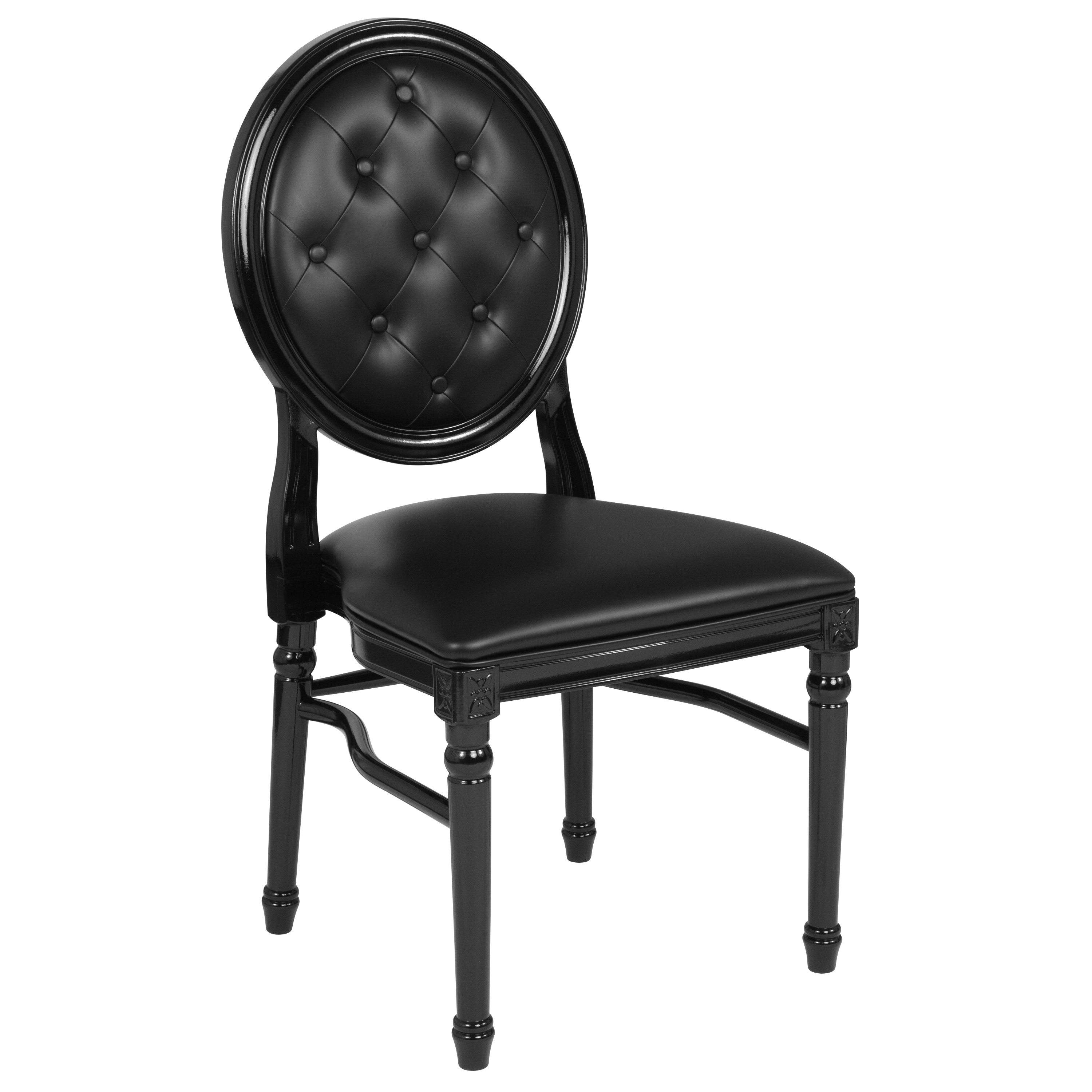 Flash Furniture LE-B-B-T-MON-GG Hercules King Chair with Tufted Back, Black Vinyl Seat and Black Frame