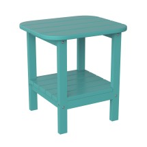 Flash Furniture LE-HMP-1035-1517H-BL-GG Blue All Weather HDPE 2-Tier Adirondack Side Table