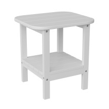 Flash Furniture LE-HMP-1035-1517H-WT-GG White All Weather HDPE 2-Tier Adirondack Side Table