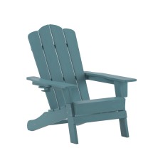 Flash Furniture LE-HMP-1044-10-BL-GG Blue HDPE Adirondack Chair with Cup Holder
