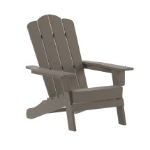 Flash Furniture LE-HMP-1044-10-BR-GG Brown HDPE Adirondack Chair with Cup Holder