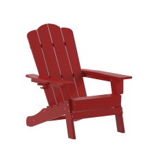 Flash Furniture LE-HMP-1044-10-RD-GG Red HDPE Adirondack Chair with Cup Holder