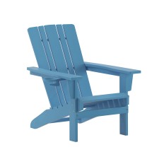 Flash Furniture LE-HMP-1045-10-BL-GG Blue Adirondack Patio Chair with Cup Holder