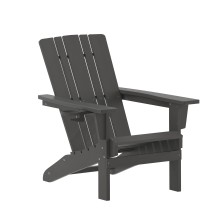 Flash Furniture LE-HMP-1045-10-GY-GG Gray Adirondack Patio Chair with Cup Holder