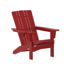 Flash Furniture LE-HMP-1045-10-RD-GG Red Adirondack Patio Chair with Cup Holder