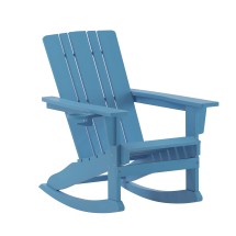 Flash Furniture LE-HMP-1045-31-BL-GG Blue Adirondack Rocking Chair with Cup Holder