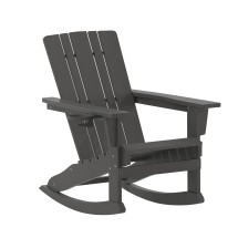 Flash Furniture LE-HMP-1045-31-GY-GG Gray Adirondack Rocking Chair with Cup Holder