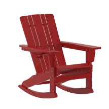 Flash Furniture LE-HMP-1045-31-RD-GG Red Adirondack Rocking Chair with Cup Holder