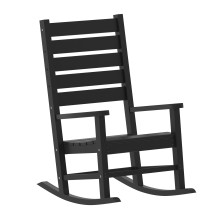 Flash Furniture LE-HMP-2002-110-BK-GG Black All Weather Contemporary Rocking Chair