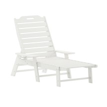 Flash Furniture LE-HMP-2017-414-WT-GG White All-Weather Adjustable Adirondack Lounge Chair with Cup Holder