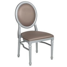 Flash Furniture LE-S-T-MON-GG Hercules King Chair with Taupe Vinyl Back and Seat and Silver Frame