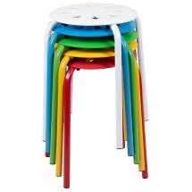 Flash Furniture LE-S1-MC-GG Plastic Nesting Stack Stool, 17.5&quot; H, Assorted Colors, 5/Pack