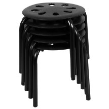 Flash Furniture LE-S2-BLACK-GG Black Plastic Nesting Stack Stool, 11.5&quot; H, 5/Pack