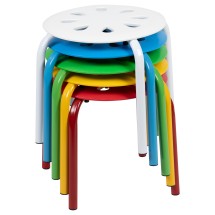 Flash Furniture LE-S2-MC-GG Plastic Nesting Stack Stool, 11.5" H, Assorted Colors, 5/Pack