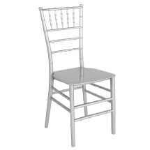 Flash Furniture LE-SILVER-M-GG Hercules Silver Resin Stacking Chiavari Chair