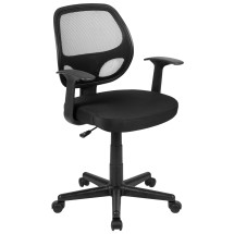 Flash Furniture LF-118P-T-BK-GG Mid-Back Black Mesh Swivel Ergonomic Task Office Chair with Arms