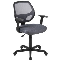 Flash Furniture LF-118P-T-GY-GG Mid-Back Gray Mesh Swivel Ergonomic Task Office Chair with Arms