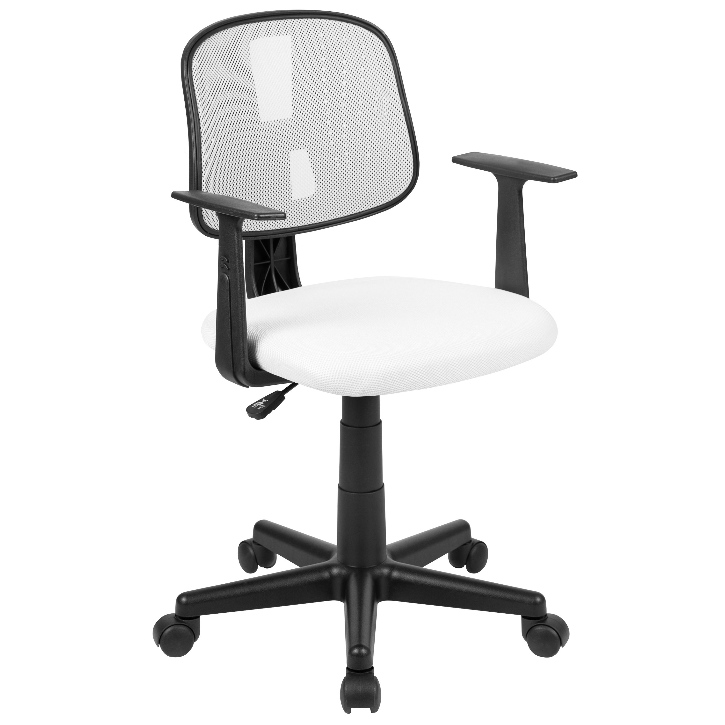 Flash Furniture LF-134-A-WH-GG Mid-Back White Mesh Swivel Task Office Chair with Pivot Back and Arms
