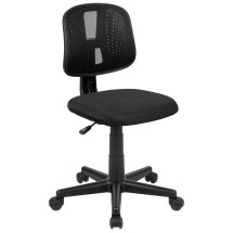 Flash Furniture LF-134-BK-GG Mid-Back Black Mesh Swivel Task Office Chair with Pivot Back