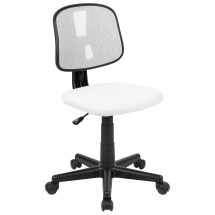 Flash Furniture LF-134-WH-GG Mid-Back White Mesh Swivel Task Office Chair with Pivot Back