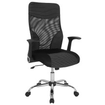 Flash Furniture LF-W-83A-GG High Back Ergonomic Office Chair with Contemporary Mesh Design, Black/White