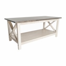 Flash Furniture LFS-2007-GRYWHT-GG Farmhouse Style Wood Coffee Table with X-Frame Design and Lower Shelf. Acacia Gray and Rustic White