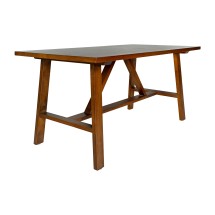 Flash Furniture LFS-2013-WAL-GG Walnut Wood Farmhouse Coffee Table, Trestle Style Accent Table 