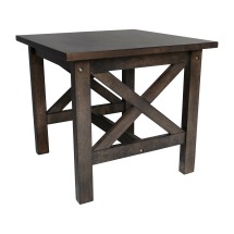 Flash Furniture LFS-4002-DKGRY-GG Farmhouse Style Wood End Table with X-Frame Design, Walnut