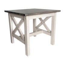 Flash Furniture LFS-4002-GRYWHT-GG Farmhouse Style Wood End Table with X-Frame Design, Acacia Gray and Rustic White