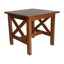Flash Furniture LFS-4002-WAL-GG Farmhouse Style Wood End Table with X-Frame Design, Walnut