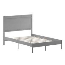 Flash Furniture MG-09003FB-F-GRYWSH-GG Full Size Solid Wood Platform Bed with Wooden Slats and Headboard, Gray