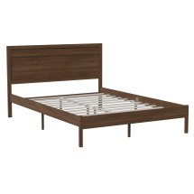Flash Furniture MG-09003QB-Q-BRN-GG Queen Size Solid Wood Platform Bed with Wooden Slats and Headboard, Brown